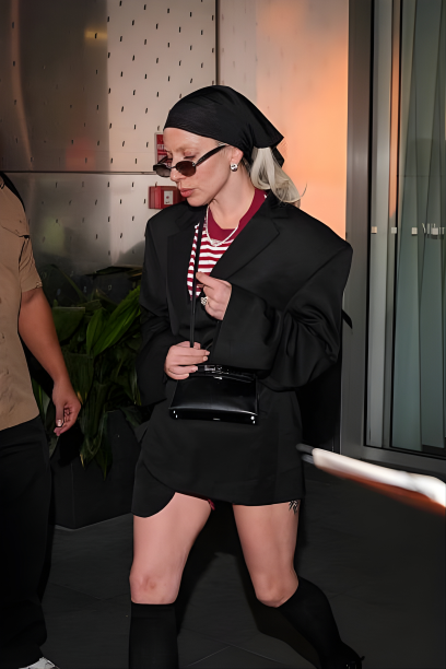 Inside Lady Gaga’s Milan Airport Black Blazer Look