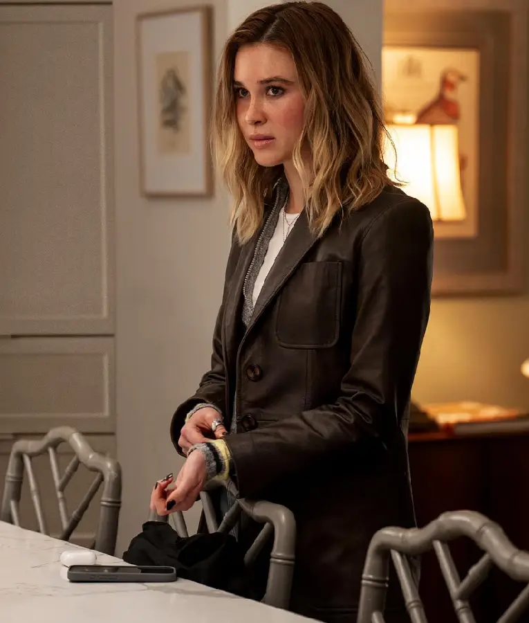 Scream 2026 Isabel May Leather Coat look