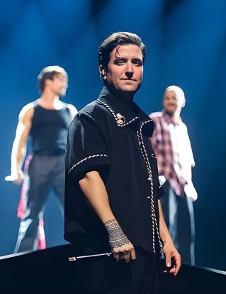 Logan Henderson Black & Gold Theatrical Stage Look