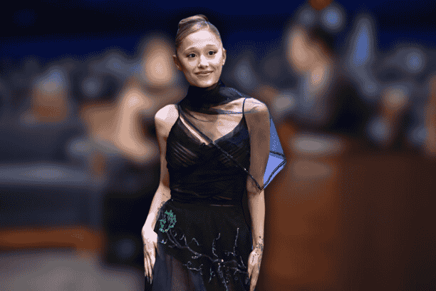 ariana-grande-in-a-black-one-shoulder-botanical-gown-on-the-tonight-show-starring-jimmy-fallon-season-13