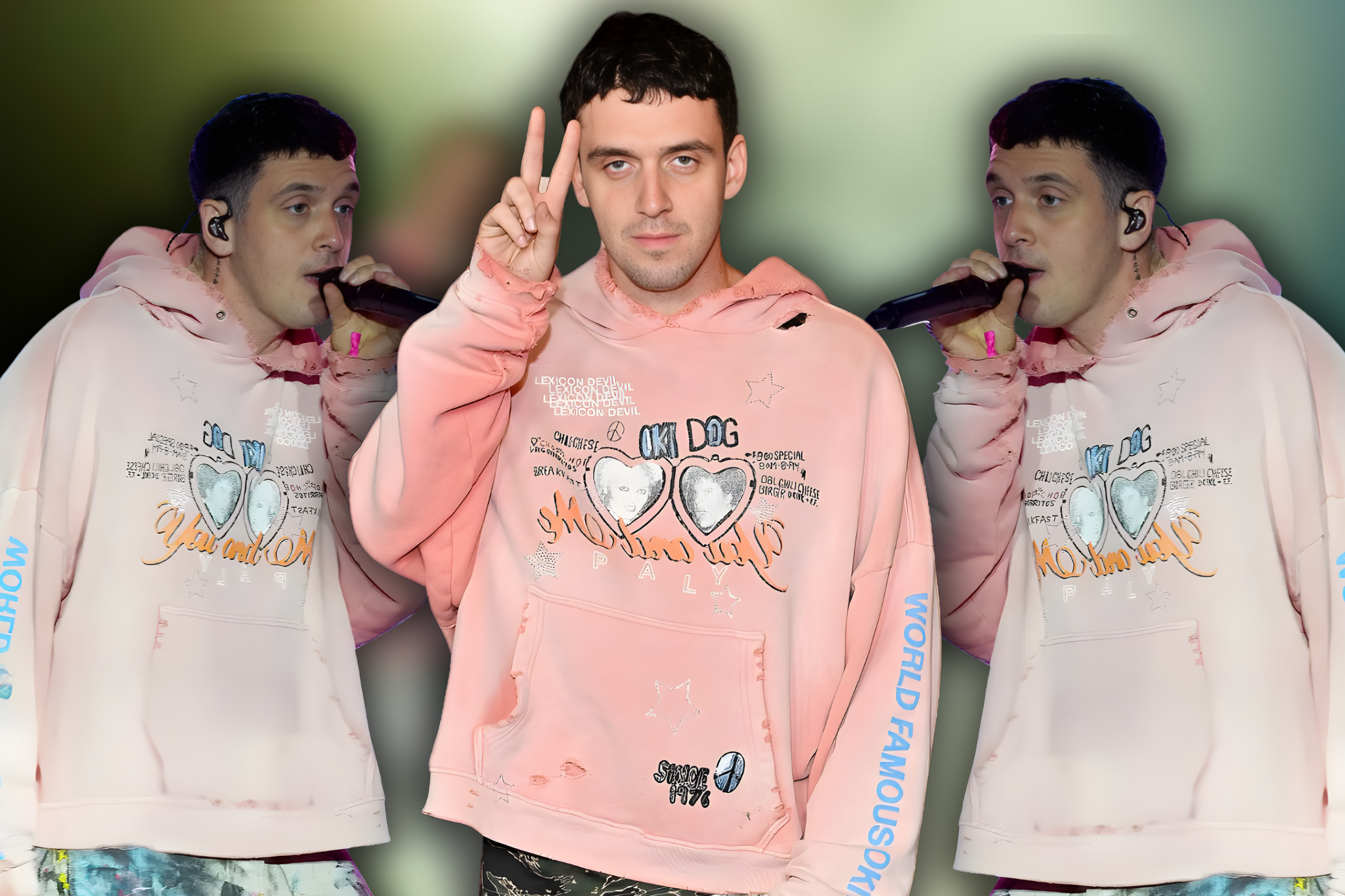lauv-in-a-pastel-pink-hoodie-and-plaid-shorts-at-the-f1-las-vegas-grand-prix-2025