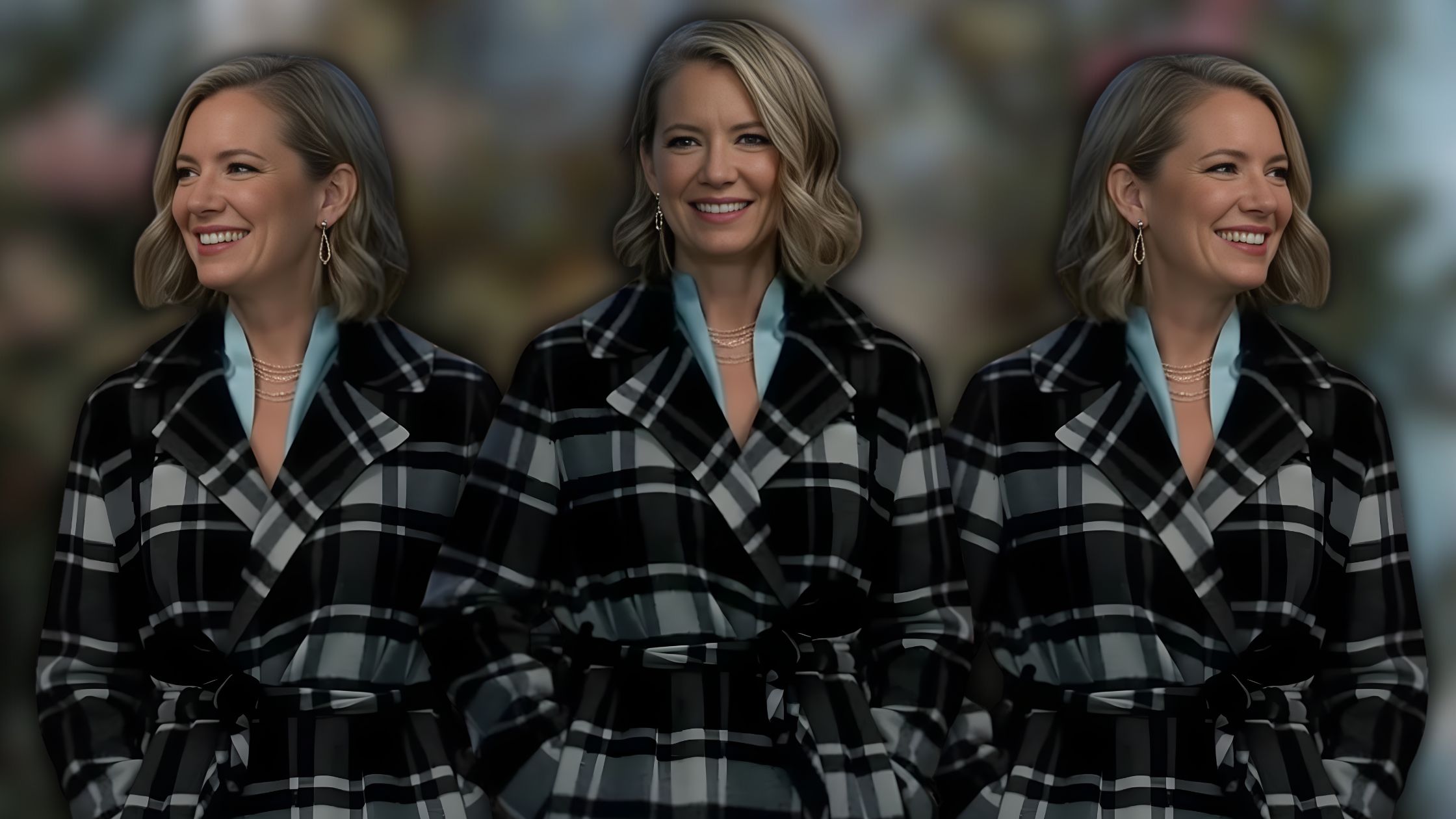 Nina Reeves Makes a Bold Winter Statement in a Black and White Plaid Coat on General Hospital
